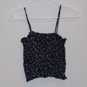 Urban Outfitters Floral Navy Crop Top Size M